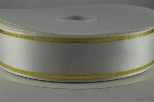 54350 - 25mm & 38mm Rosette Tramline Ribbon x 100 metre Rolls!!25mm / 01 White