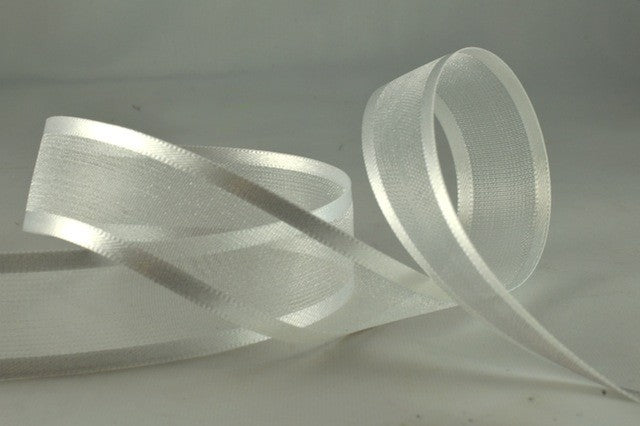 54420 - 10mm, 15mm, 25mm, 40mm & 70mm Satin Sheer Ribbon x 25 Metre Rolls10mm / 01 White