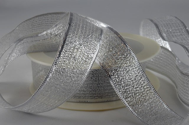 50019 - 15mm, 25mm & 40mm Silver Shooting Lurex Ribbon x 25 Metre Rolls!!