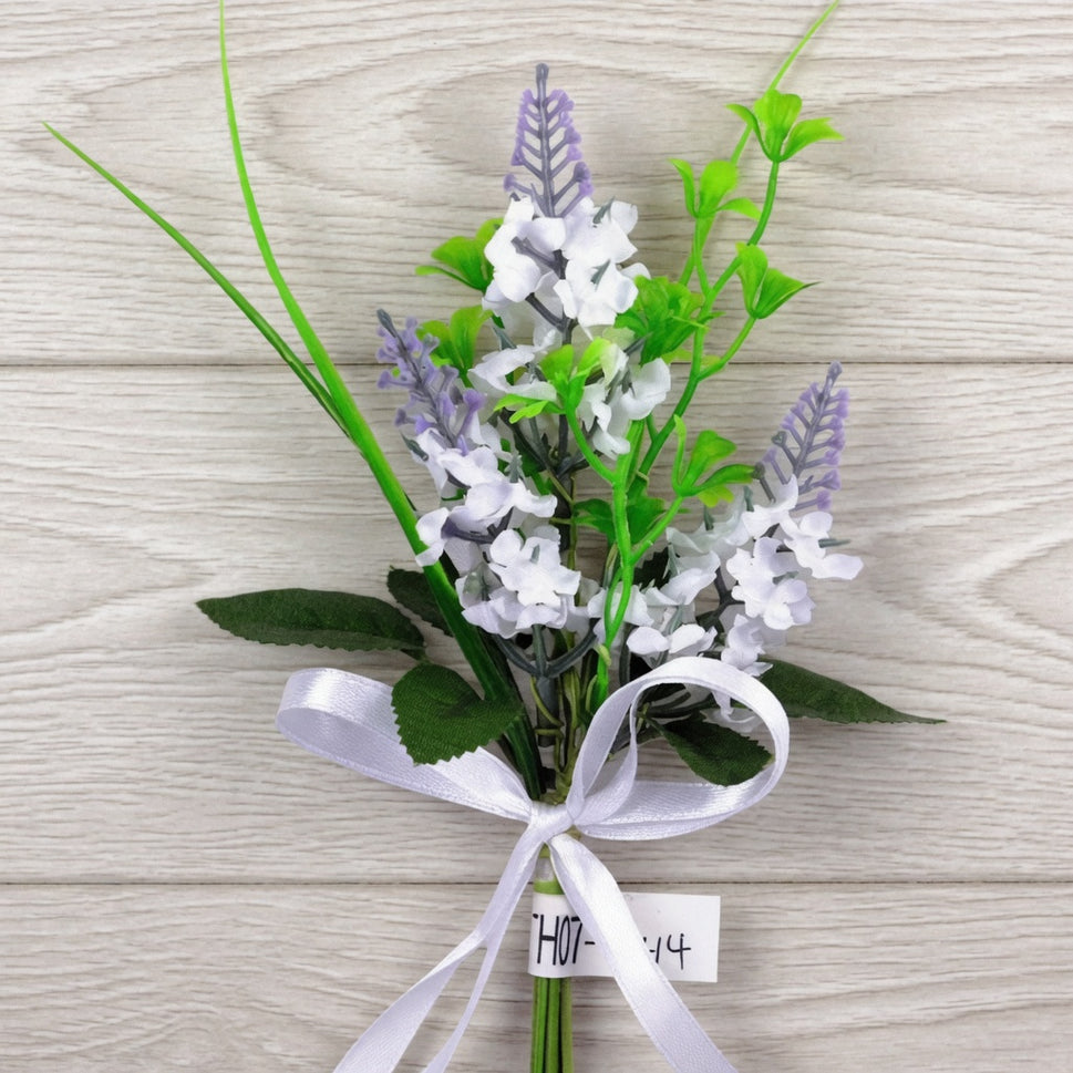 Delicate Flowers & Leaves Floral PickWhite
