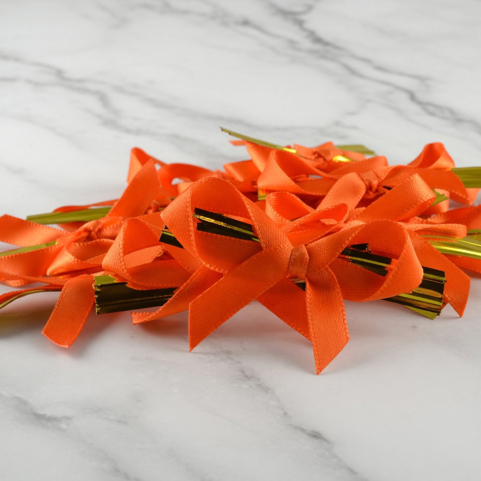 6mm Orange Satin Bows x 10 Pieces!