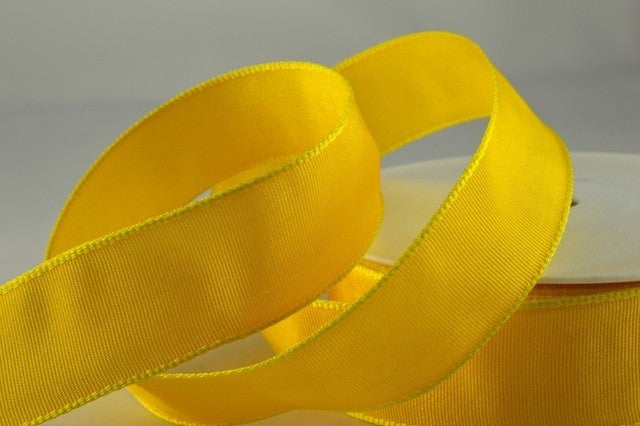 44073 - 25mm, 40mm & 60mm Wired High Quality Woven Ribbon x 25 Metres!25mm / 12 Dark Yellow