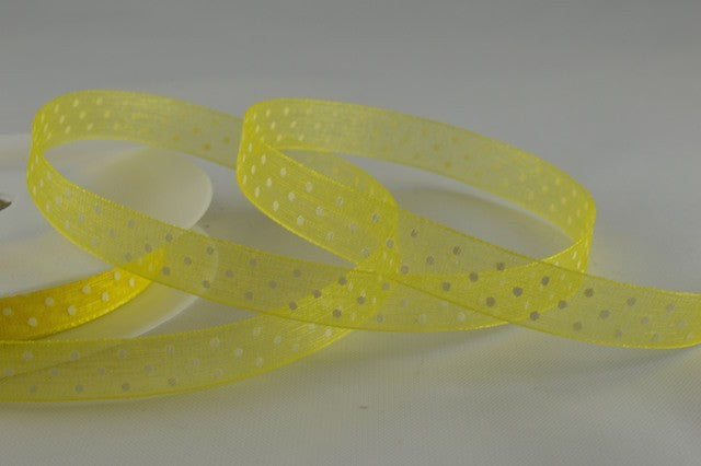 10mm & 25mm Sheer Spotted Dot Ribbon x 20 Metres!10mm / Yellow