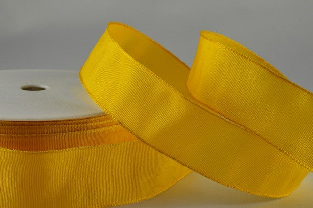 44073 - 25mm, 40mm & 60mm Wired High Quality Woven Ribbon x 25 Metres!25mm / 14 Deep Yellow