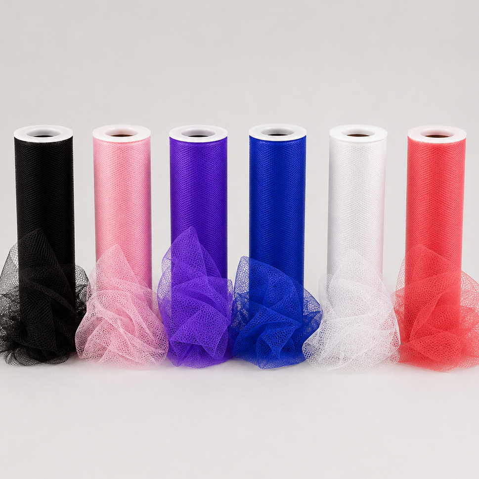150mm Coloured Nylon Tulle Fabric x 10 Metre Rolls!