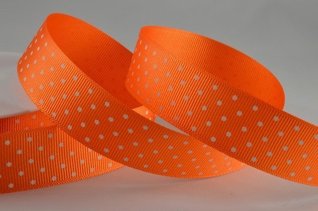 53759 - 22mm Spotted Grosgrain Ribbon x 20 Metres!Orange