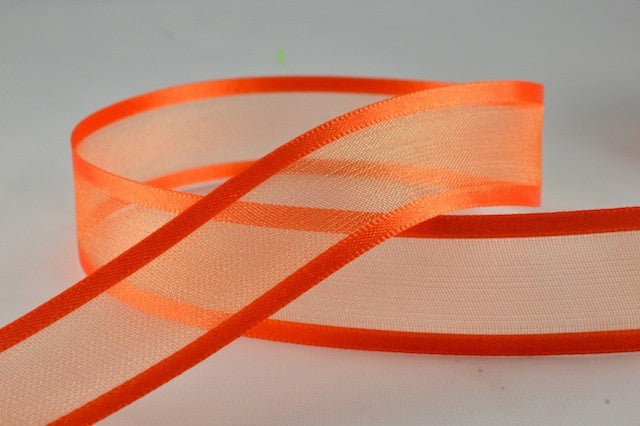 54420 - 10mm, 15mm, 25mm, 40mm & 70mm Satin Sheer Ribbon x 25 Metre Rolls10mm / 26 Orange