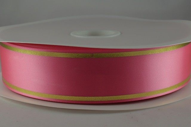 25mm & 38mm Pink Satin Tramline Ribbon x 100 Metre Rolls!!38mm