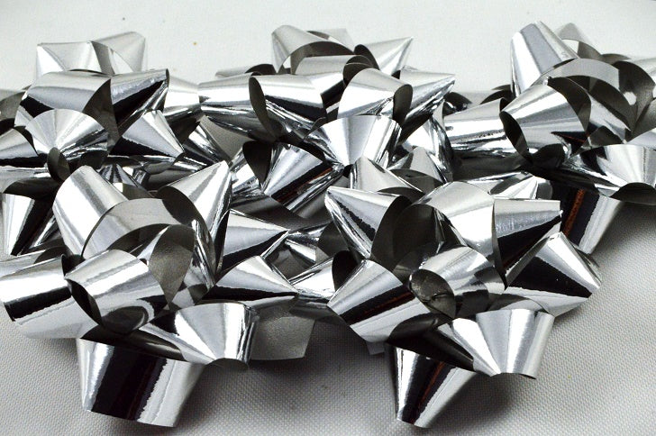 Metallic Self Adhesive Gift Bows (Pack of 9)Silver