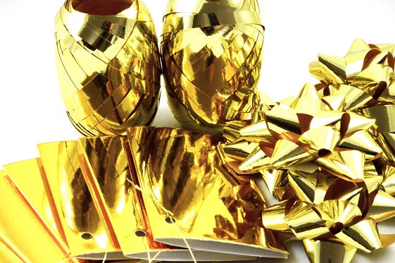Bow, Ribbon & Tags Gift Wrap Set!Gold