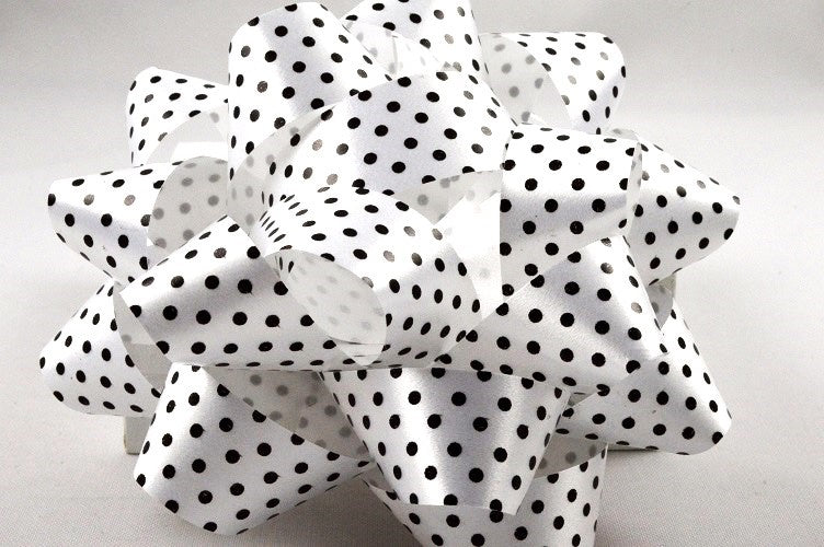 White Polka Spotted Gift Box Self Adhesive Bows (Packs of 2)Black