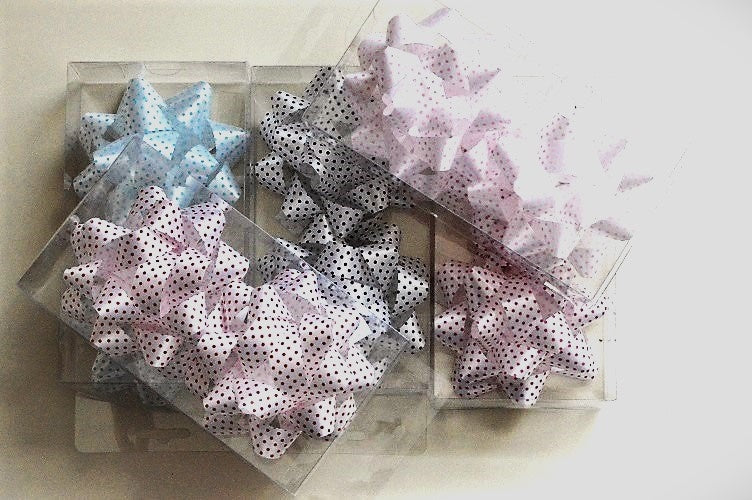 White Polka Spotted Gift Box Self Adhesive Bows (Packs of 2)