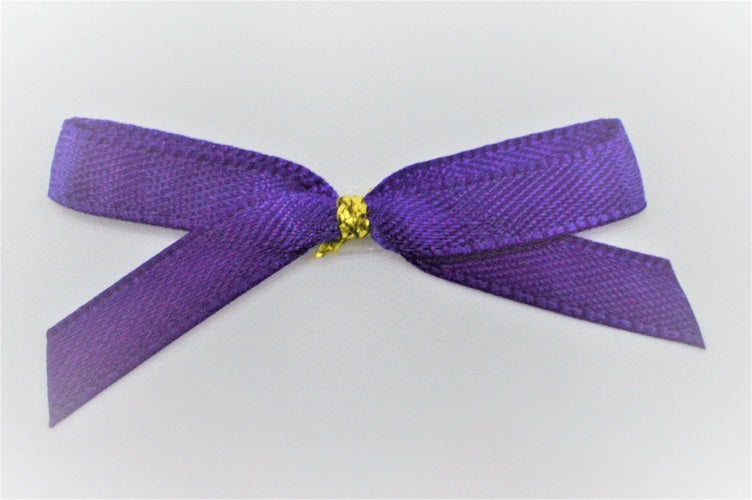 7mm Double Faced Satin Pre-tied Mini Bows (10 Bows Per Pack)Dark Purple