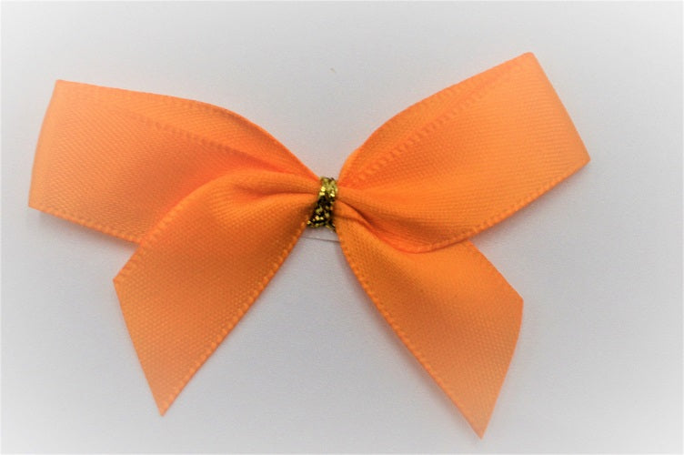 15mm Double Faced Satin Pre-tied Mini Bows (Pack of 10)Orange
