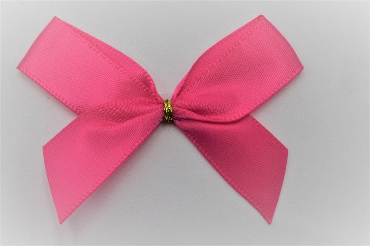 15mm Double Faced Satin Pre-tied Mini Bows (Pack of 10)Fuschia