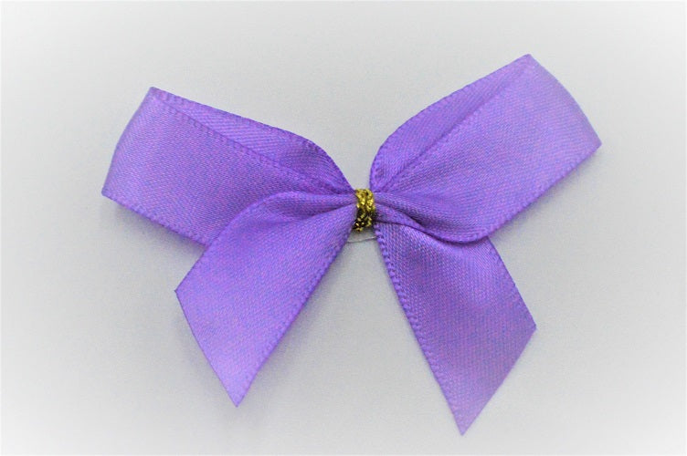 15mm Double Faced Satin Pre-tied Mini Bows (Pack of 10)Purple