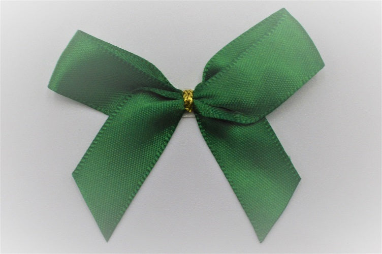 15mm Double Faced Satin Pre-tied Mini Bows (Pack of 10)Emerald Green