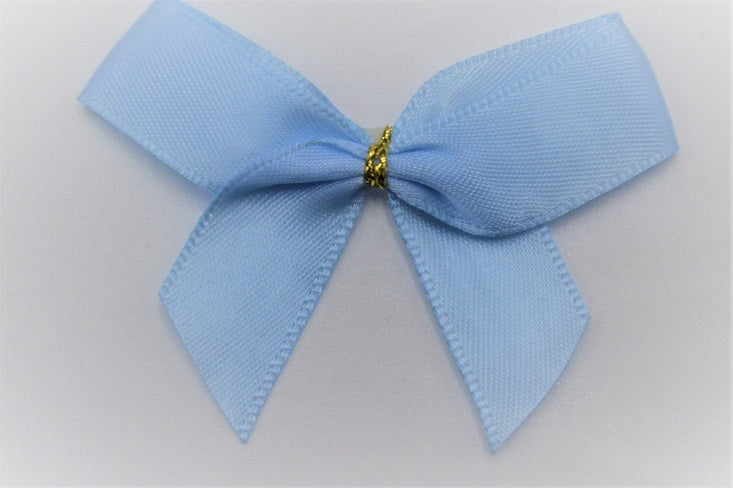 15mm Double Faced Satin Pre-tied Mini Bows (Pack of 10)Baby Blue