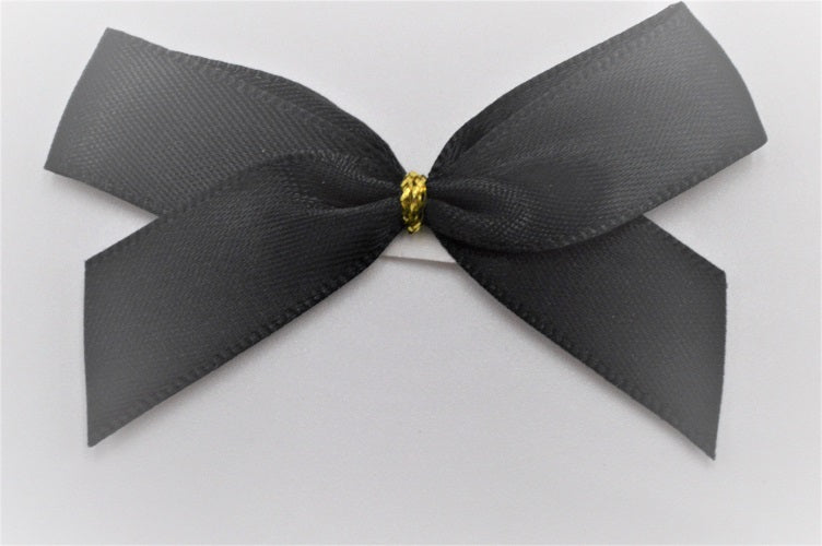 15mm Double Faced Satin Pre-tied Mini Bows (Pack of 10)Black