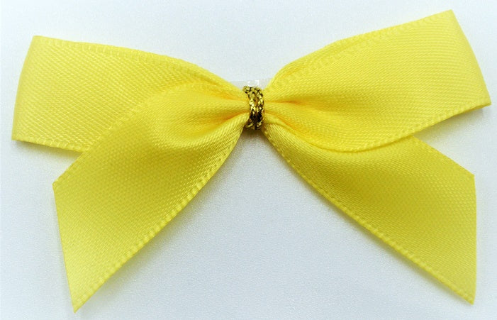15mm Double Faced Satin Pre-tied Mini Bows (Pack of 10)Yellow