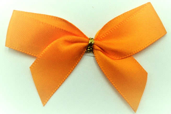 15mm Double Faced Satin Pre-tied Mini Bows (Pack of 10)Light Orange