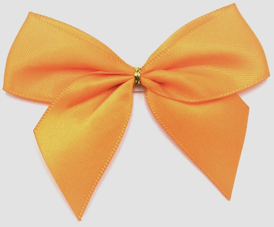25mm Double Faced Satin Pre-tied Mini Bows (Pack of 6)Orange