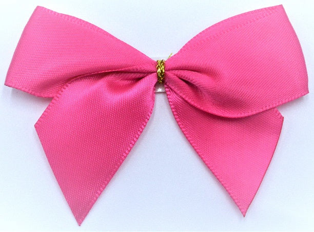 25mm Double Faced Satin Pre-tied Mini Bows (Pack of 6)Fuschia