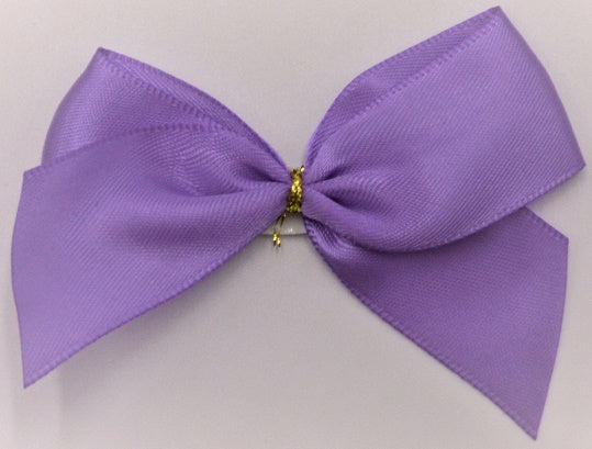 25mm Double Faced Satin Pre-tied Mini Bows (Pack of 6)Purple