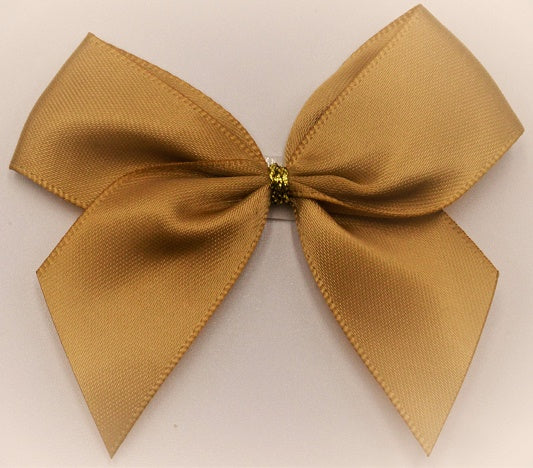 25mm Double Faced Satin Pre-tied Mini Bows (Pack of 6)Gold
