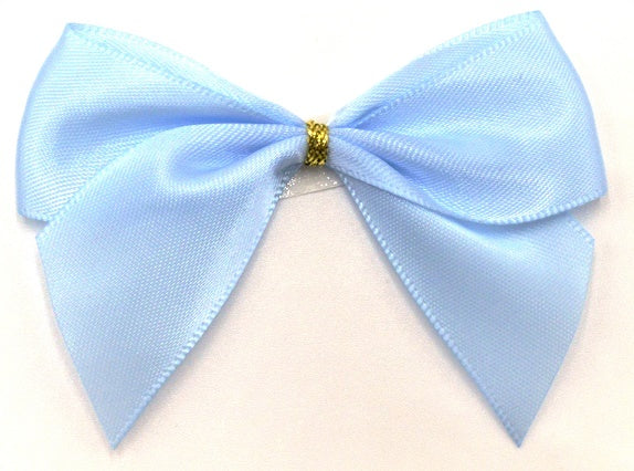 25mm Double Faced Satin Pre-tied Mini Bows (Pack of 6)Baby Blue