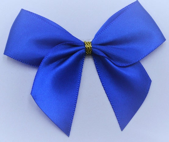 25mm Double Faced Satin Pre-tied Mini Bows (Pack of 6)Royal Blue