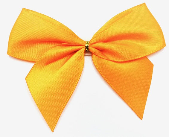 25mm Double Faced Satin Pre-tied Mini Bows (6 bows per pack)Orange