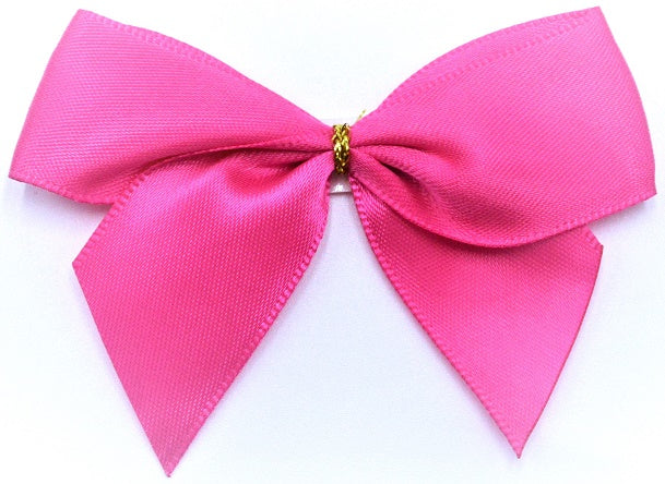 25mm Double Faced Satin Pre-tied Mini Bows (6 bows per pack)Fuschia