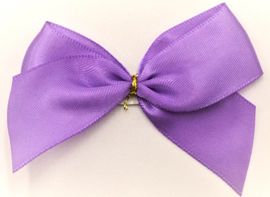 25mm Double Faced Satin Pre-tied Mini Bows (6 bows per pack)Purple