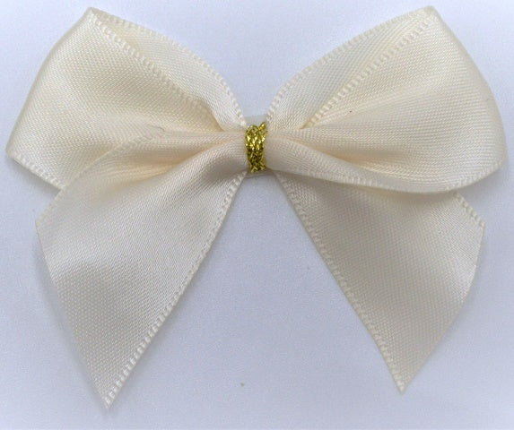 25mm Double Faced Satin Pre-tied Mini Bows (6 bows per pack)Ivory