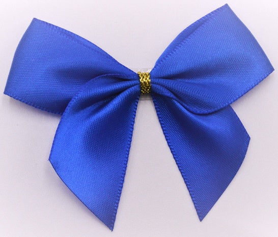 25mm Double Faced Satin Pre-tied Mini Bows (6 bows per pack)Royal Blue