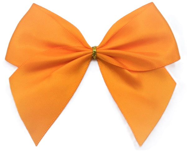 40mm Double Face Satin Pre-tied Mini Bows (4 Bows per Pack)Orange