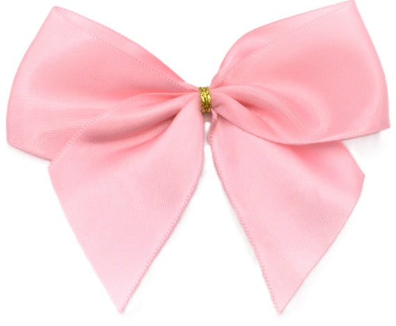 40mm Double Face Satin Pre-tied Mini Bows (4 Bows per Pack)Baby Pink