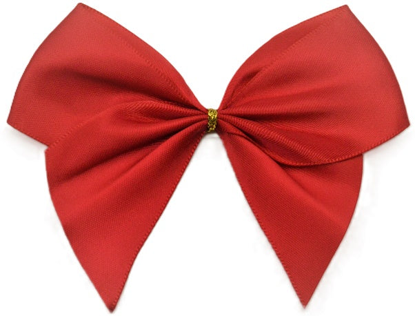 40mm Double Face Satin Pre-tied Mini Bows (4 Bows per Pack)Red