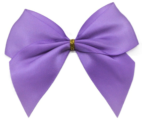 40mm Double Face Satin Pre-tied Mini Bows (4 Bows per Pack)Purple