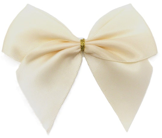 40mm Double Face Satin Pre-tied Mini Bows (4 Bows per Pack)Ivory
