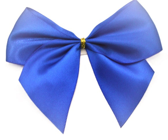 40mm Double Face Satin Pre-tied Mini Bows (4 Bows per Pack)Royal Blue