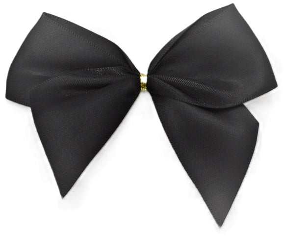 40mm Double Face Satin Pre-tied Mini Bows (4 Bows per Pack)Black