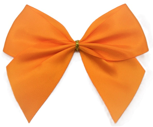 40mm Double Faced Satin Pre-tied Mini Bows (4 Bows per Pack)Orange