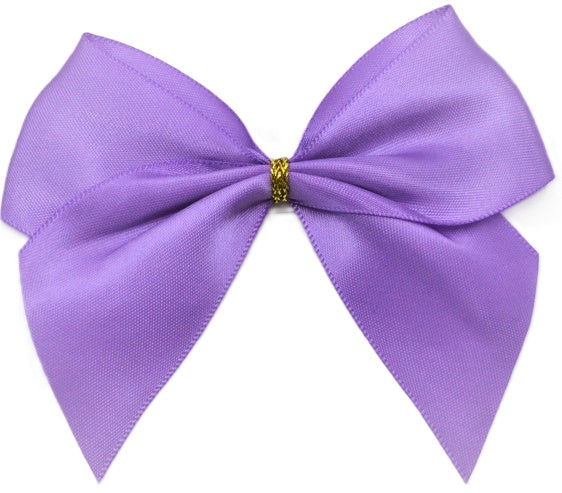 40mm Double Faced Satin Pre-tied Mini Bows (4 Bows per Pack)Purple