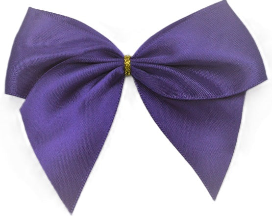 40mm Double Faced Satin Pre-tied Mini Bows (4 Bows per Pack)Dark Purple