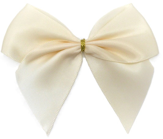 40mm Double Faced Satin Pre-tied Mini Bows (4 Bows per Pack)Ivory