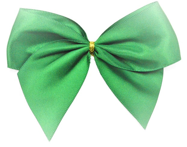 40mm Double Faced Satin Pre-tied Mini Bows (4 Bows per Pack)Emerald Green
