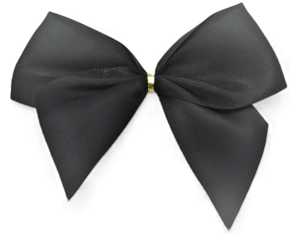 40mm Double Faced Satin Pre-tied Mini Bows (4 Bows per Pack)Black