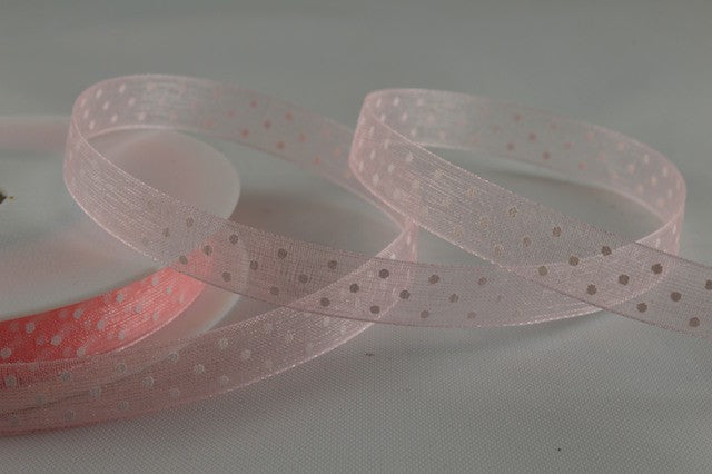 10mm & 25mm Sheer Spotted Dot Ribbon x 20 Metres!10mm / Pink